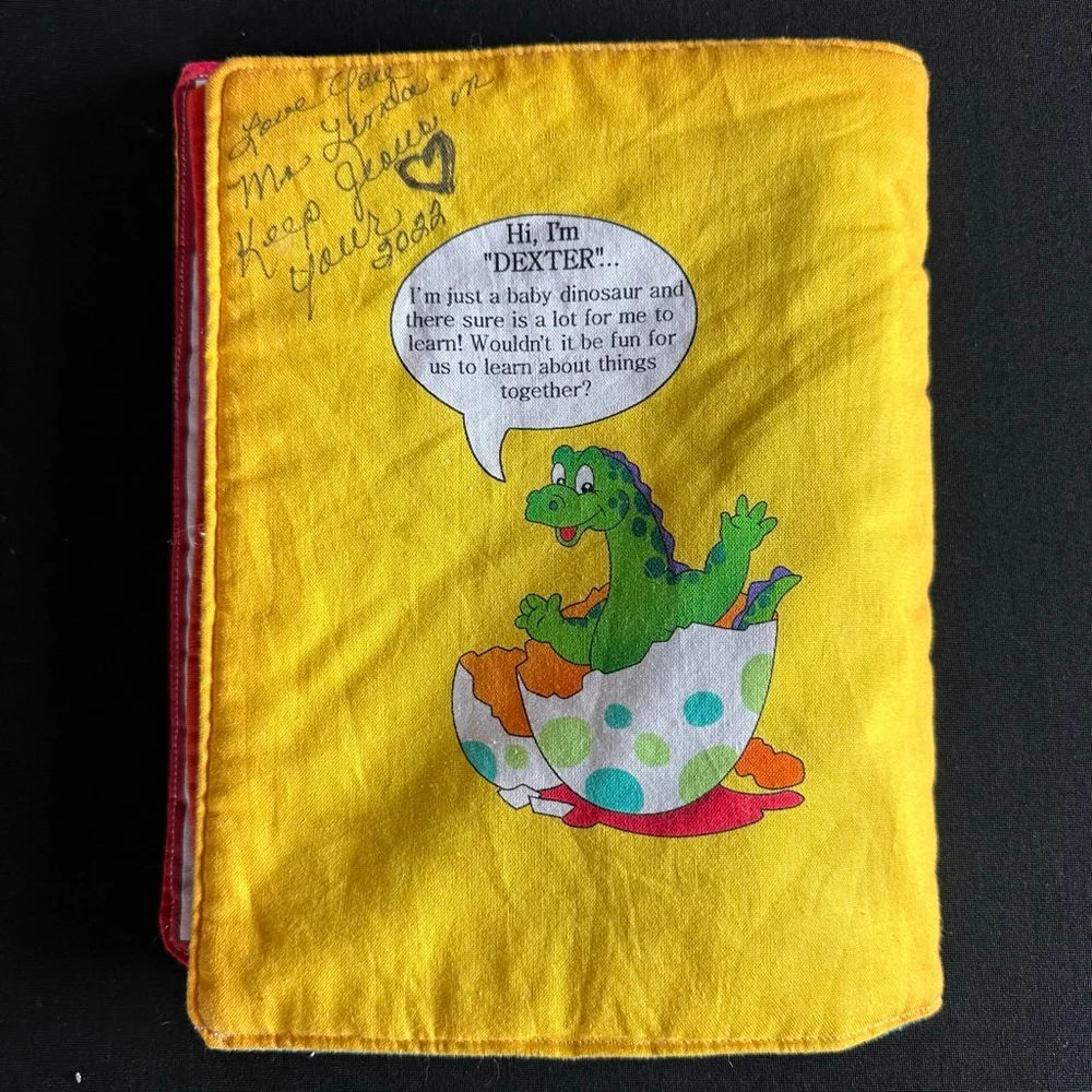 Dexter the Dinosaur Learning Toy Yellow Green cloth book